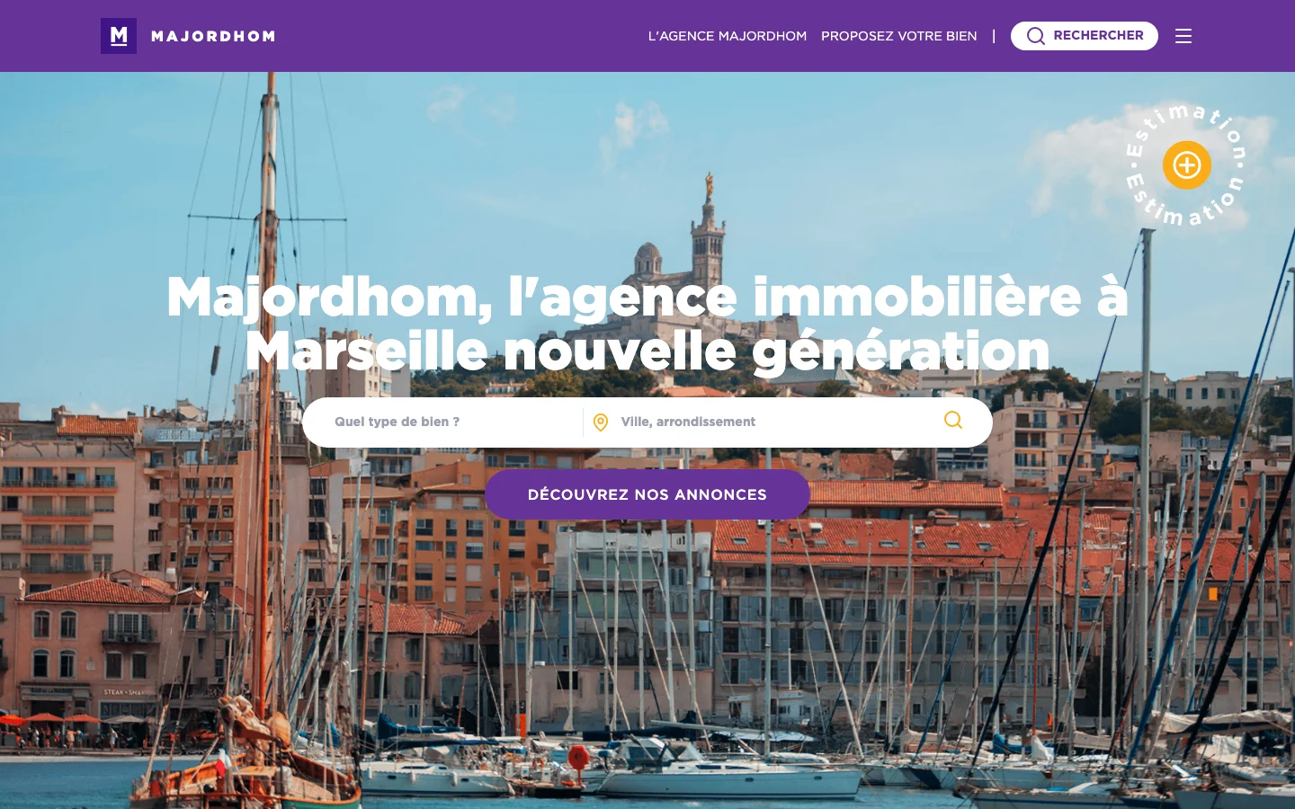 Screenshot of Majordhom’s public real estate agency website