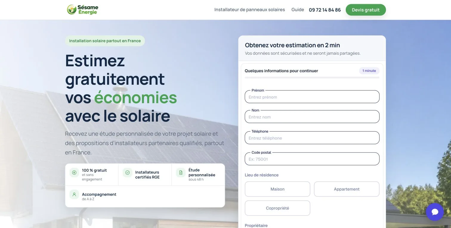 Sésame Énergie public website for energy services