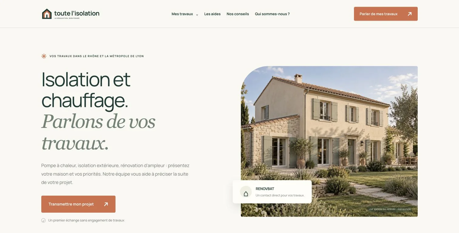 Screenshot of the Toute l’Isolation website